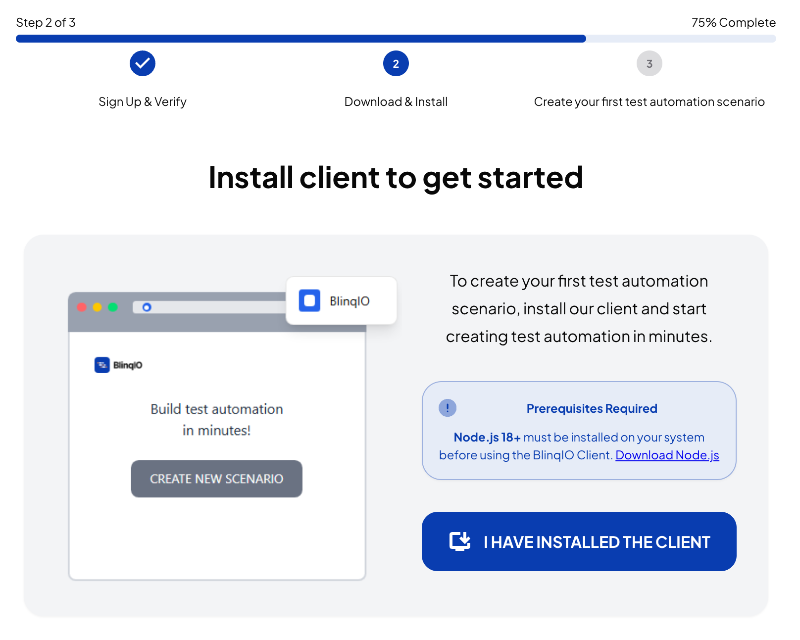Confirm client installation