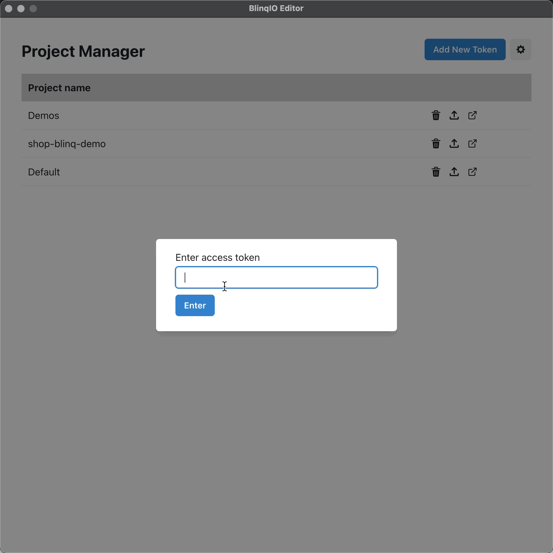 BlinqIO Editor Add Access Token