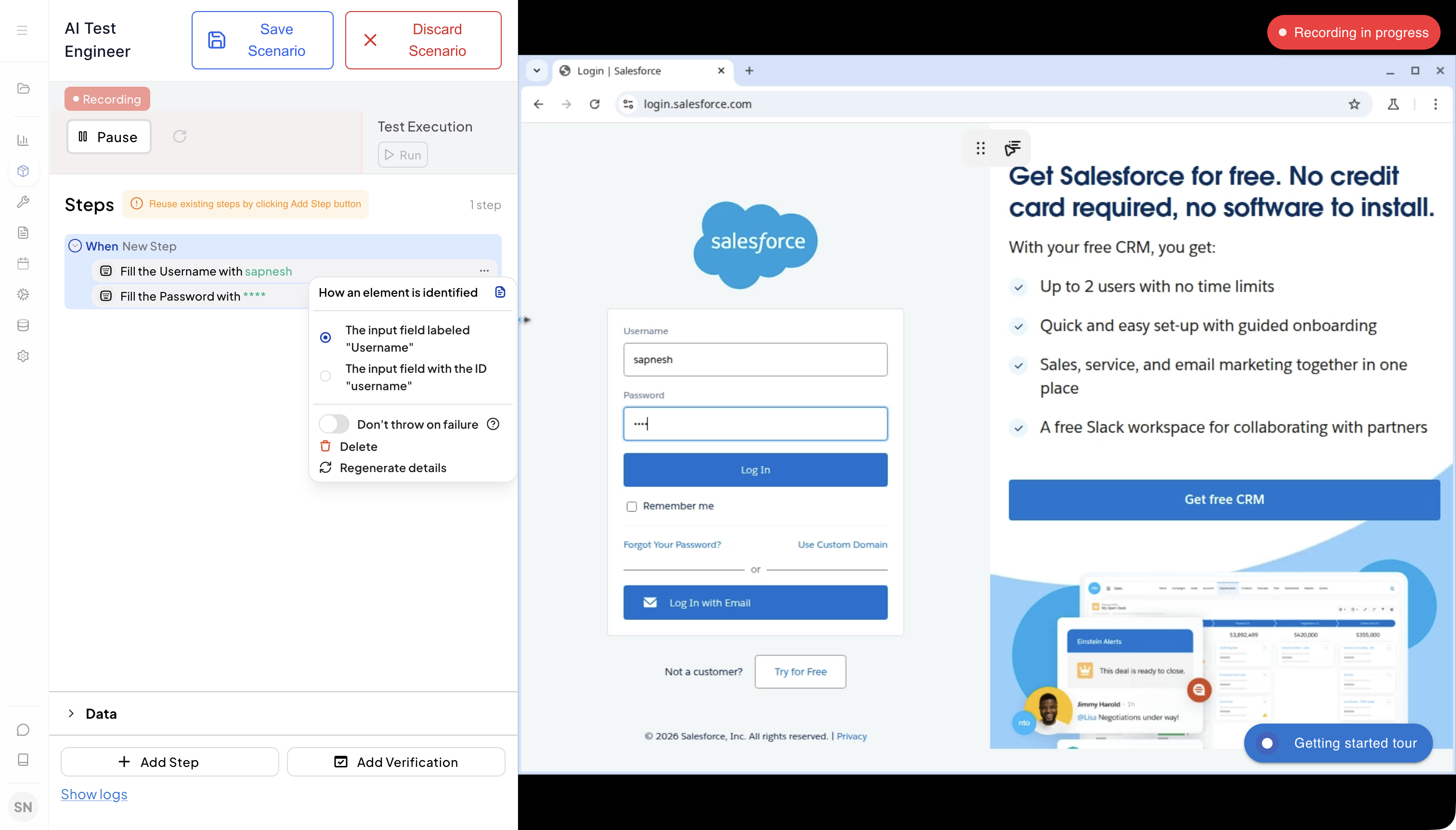 Locator strategy shown in plain English with switch option per command