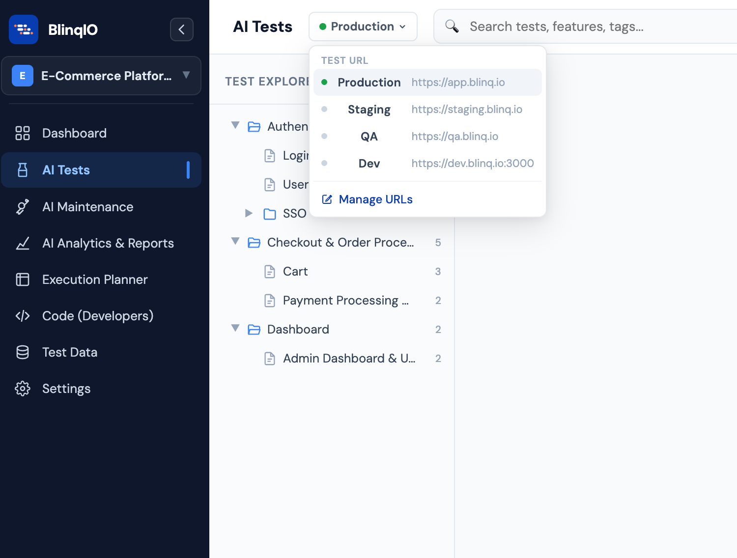 Environment change confirmation modal in the editor